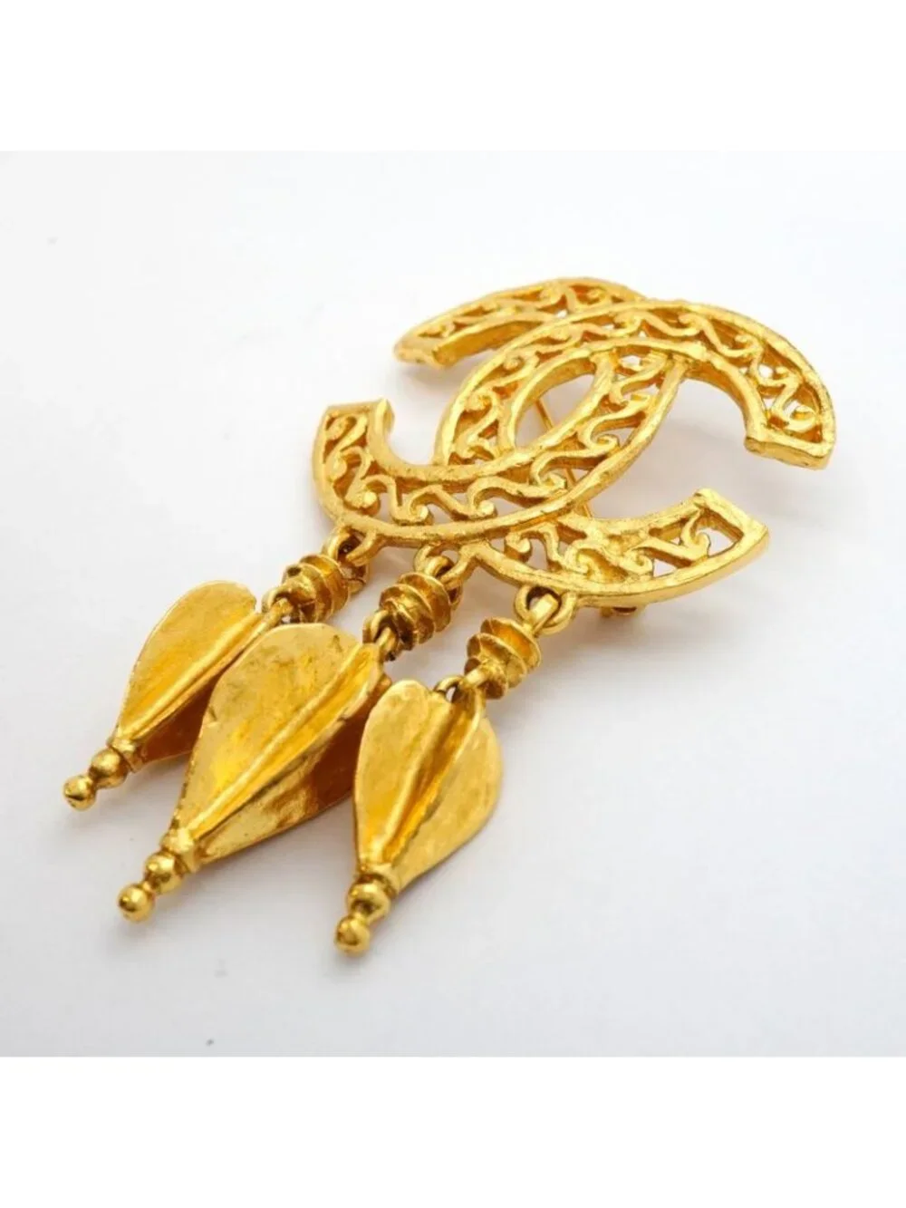 Chanel Brooch Vintage CC Logo Swing Gold Plated - Picture 2 of 7